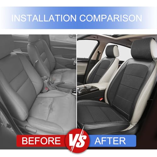 BEITK 2 Pack Ventilated Cooling Car Seat Covers, 3D Air Mesh Breathable Leather Front Seat Protectors with Storage Pocket, Non-Slip Cool Seat Cushion Universal Fit for Sedan SUV Truck (Black) — view 6
