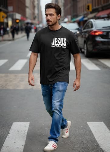Christian Shirts for Men Faith Jesus Religious Vintage Graphic Tshirts Funny Bible Verse Gifts Top Black — view 2