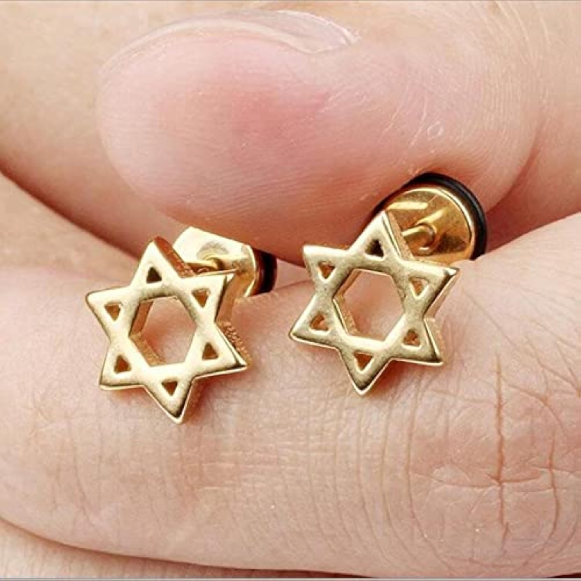 Star of David Stainless Steel Ear Stud Earrings, Gift for Him