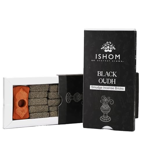 Image of Black Oudh Smudge Incense 15 Bricks with 1 Holder Combo Made with Agarwood Oil & Powder, LongLasting Calming Aroma for Relaxation, Aromatherapy & Prayer, Ideal for Home Purification & Meditation