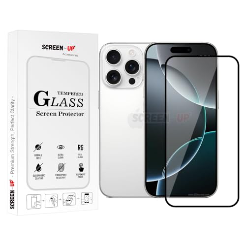 Image of ScreenUp Tempered Glass For Apple iPhone 16 Pro - Ultra Clear, 9H Scratch Resistant, Full Coverage, Easy Install Screen Protector
