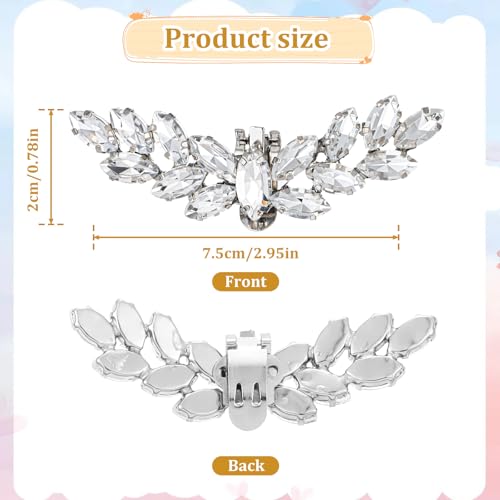 COMNICO 2PCS Shoe Clips for Women Dress Shoes, Detachable Rhinestone Shoes Jewelry Decoration Elegant Crystal Sparkling Heels Shoe Buckle Accessories for Bridal Wedding Party(Style B) - Thumbnail 2