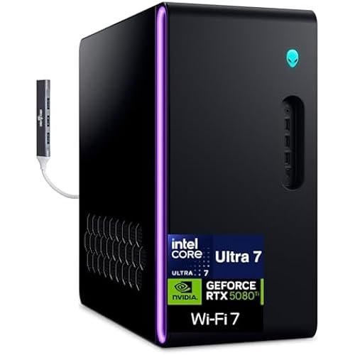 Alienware Aurora ACT1250 AI Gaming Desktop PC (Intel Ultra 7 265F, GeForce RTX 5080 16GB GDDR7, 64GB DDR5, 2TB PCIe SSD, Win 11 Pro) w/DKZ USB Port Expander