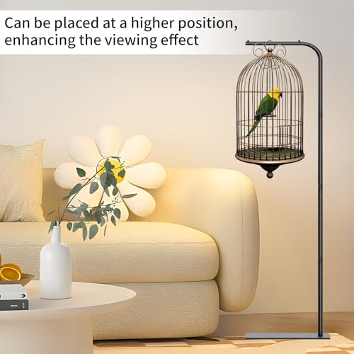 image for TBTFW 67 Inch High Hanging Bird Cage Stand, Bird Feeder Stand with Bas