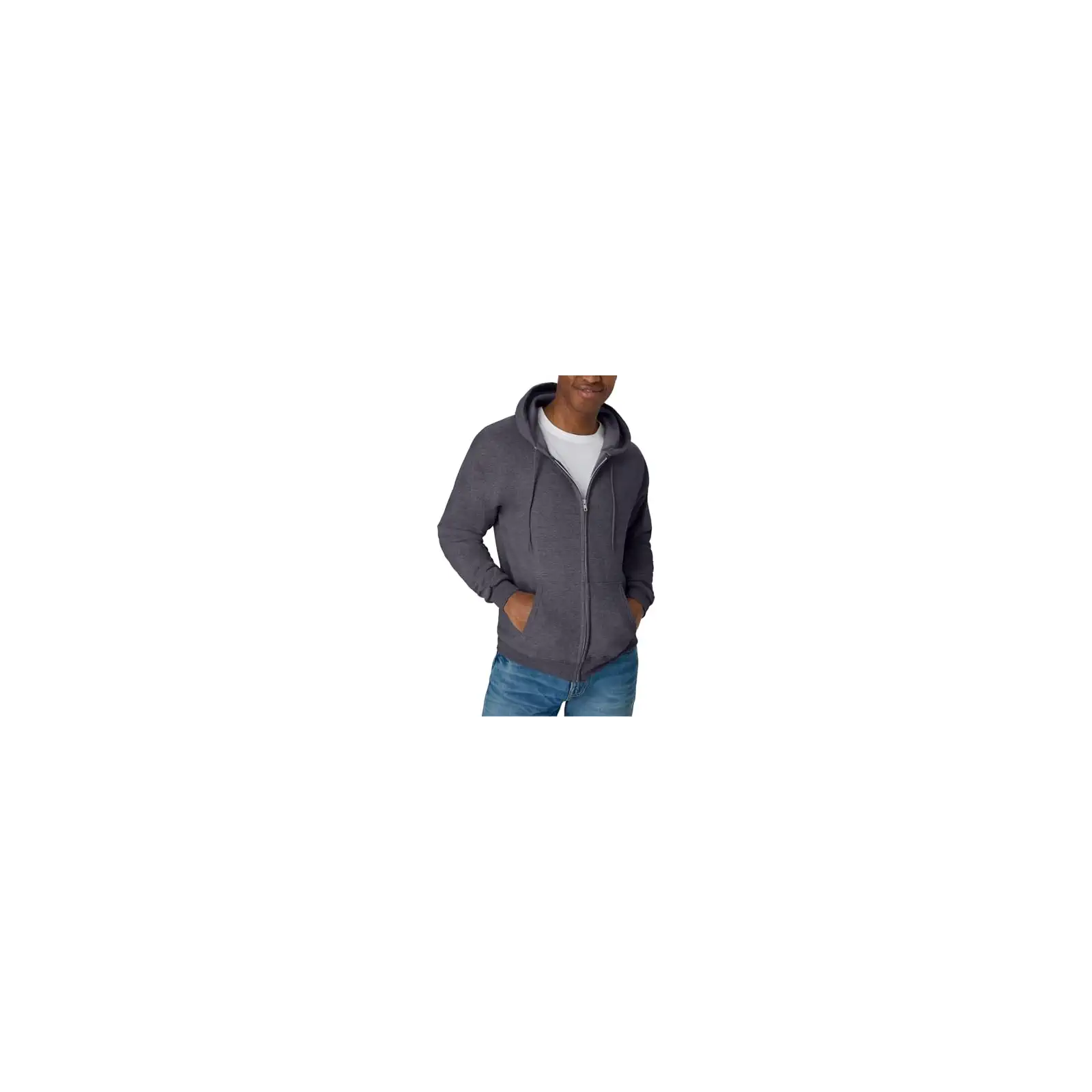 Hanes mens Full-zip Eco-smart Hoodie Hooded Sweatshirt, Charcoal Heather, XX-Large US