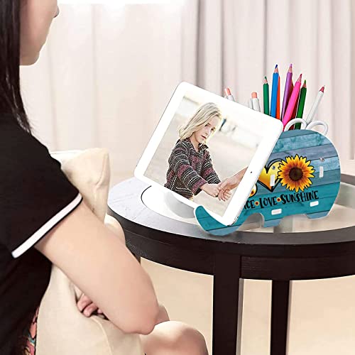 Image of Ergonomic Mouse Wrist Pad with Phone Holder Pen Holder + Cute Coaster + Mini Hook, Multi-Functional Mobile Pen Holder Desktop Storage Box, Peace Love Sunshine