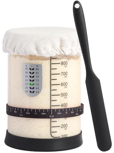 Vistara Kit de démarrage au levain - Pot de levain de grande capacité de 1 l avec couvercle en silicone