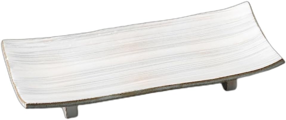 セトモノホンポ(Setomonohonpo) Chopping Board Plate with Powder Brush Feet [12.0 x 5.5 x 1.8 inches (30.5 x 14 x 4.5 cm) | Long Plate |