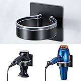 XILIMOR Soporte Secador de Pelo Sin Taladro Negro, Soporte para Secador de Pelo...