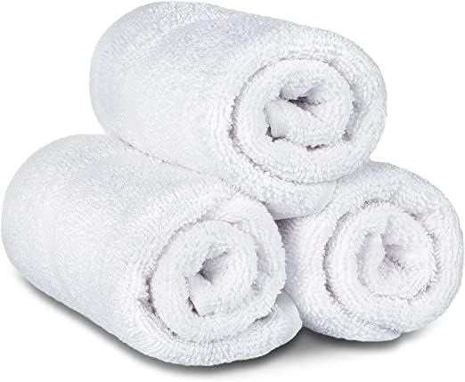Wealuxe 100% Cotton Hand Towels - Soft and Absorbent - 40x68 CM - 12 Pack - White