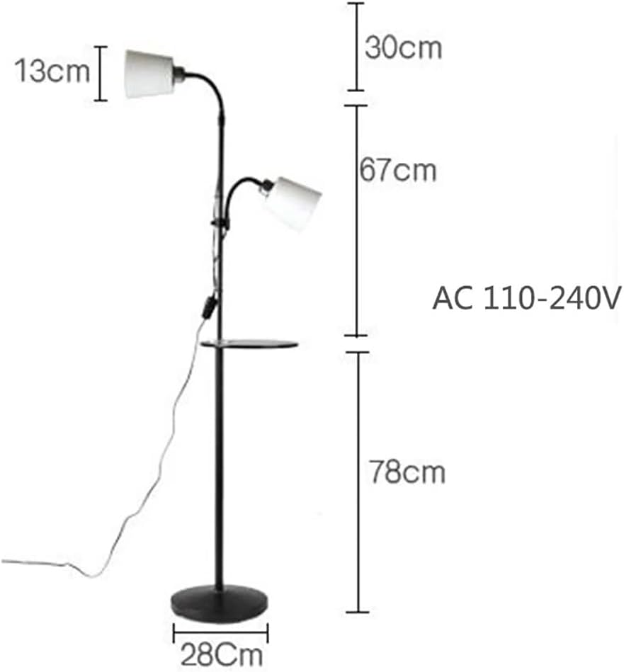 Modern Mother-Daughter Floor Lamp with Adjustable Reading Light, Traditional Metal Standing Lamp Black E26 for Bedroom, Living Room, Reading Room, Office