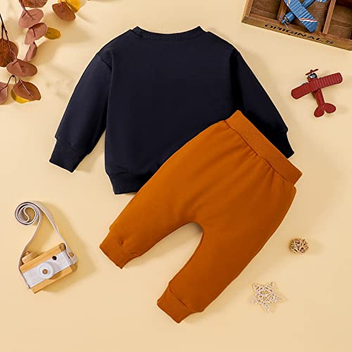 Baby Boys Fall 2 Piece Outfit Long Sleeve Graphic Trendy Pullover Sweatshirts Sweatpants Kids Baggy Kids Clothes Set2
