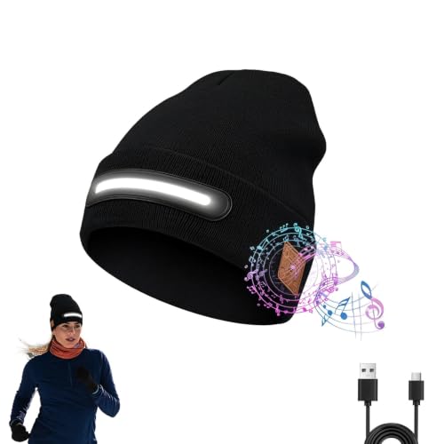Bluetooth Beanie Hat with Lights Built In TR-BTD3 3-In-1 Function Headphone Music Hat Warm Light Three Light Settings Smart Wireless Winter