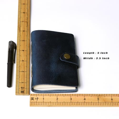 Carnet de notes petit format cuir véritable bleu mini journal
