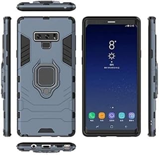 جراب حماية فائقة مع حلقة معدنية دوارة، تصميم درع حديدي، متوافق مع هاتف سامسونج جالاكسى نوت 9 لون أزرق