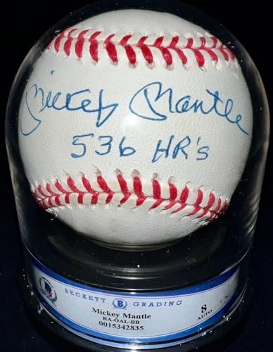 Mickey Mantle 536 HR’s Signed OAL Baseball - Exceptional Condition BAS Graded 8! - Autographed Baseballs
