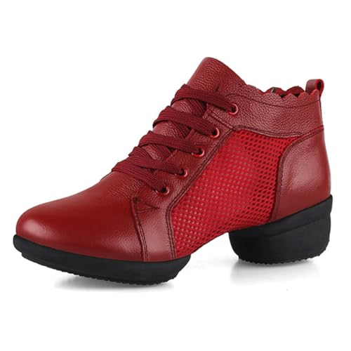 VEACAM Women's Jazz Dance Boots Lace-Up Platform Dancing Sneakers Breathable Split Sole Athletic Walking Dance Shoes