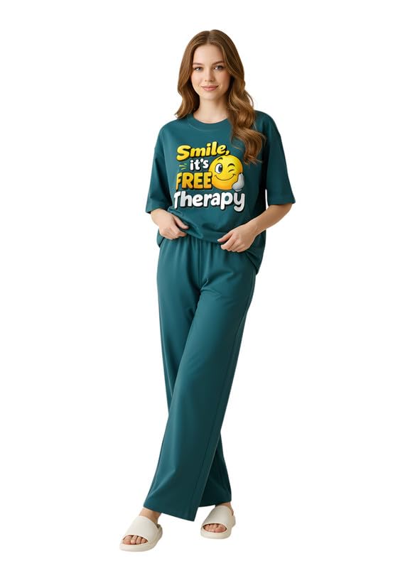 My Swag Women Night Suit Cotton | Stylish Printed T-Shirt Pajama Set | Comfortable Sleepwear, Lounge Wear & Daily Home Wear | Plus Size