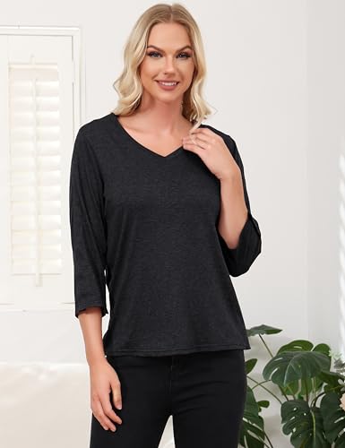 Image of Post Shoulder Surgery Shirts for Women Tear Away 3 /4 Sleeve Full Open Side Snap Dialysis Chemo Adaptive Clothing