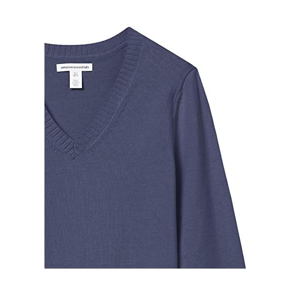 Amazon-Essentials-Womens-100-Cotton-Long-Sleeve-V-Neck-Sweater Amazon Essentials Women's 100% Cotton Long-Sleeve V-Neck Sweater, Navy, Large
