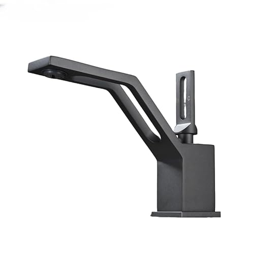 Creative Gun Grey Single Hole Basin Faucet Brass Bathroom Hot and Cold Water Mixer Tap Handle Crane Chrome(Gray)