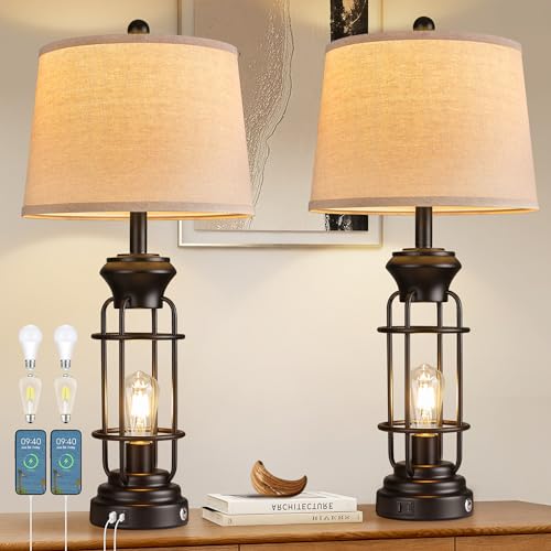 Tablelampsetof2withusbports293tallfarmhousetablelampwith2nightlightbulbstouchcontroltablelampsforbedroomrusticbedsidelampforendtablesbulbsincludedblack Urban Country Home Decor Table lamp set of 2 with usb ports 293 tall farmhouse table lamp with 2 nightlight bulbstouch control table lamps for bedroom rustic bedside lamp for end tablesbulbs includedblack urban country home decor