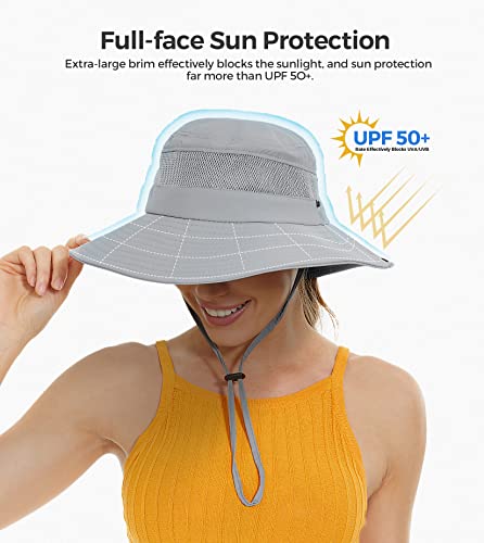 Sun Hat With Ponytail Hole For Women,Sun Uv Protection Upf50+ Waterproof Beach Bucket Safari Hiking Hat For Women Grey #TOP2
