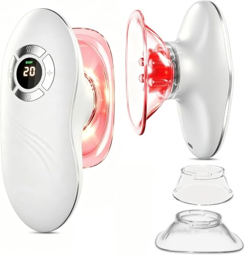 KING RELAX Body Sculpting Machine 3 in 1 with Red Light & Cupping Therapy, Patented Electric Cellulite Massage Tool for Firm Skin on Stomach & Thighs,Gentle, Easy to Use, 2 Cups, Gift for Women, White