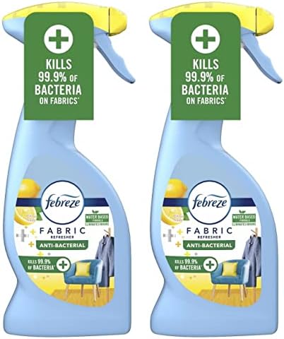 Febreze Fabric Refresher Anti-Bacterial, Water Based Formula, Pack of Two, 2 x 375ml, Citrus Fresh New Scent