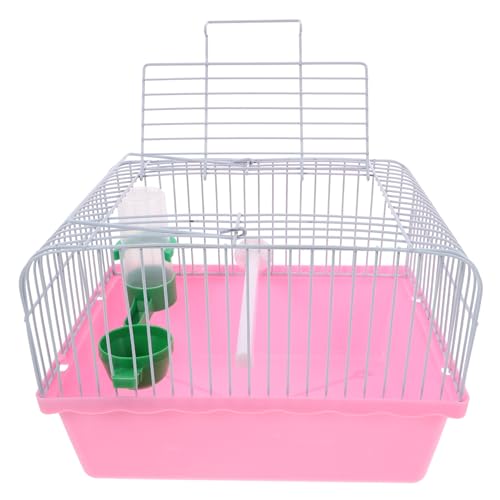 Milisten Jaula portátil para pájaros, jaula para pájaros, jaula de viaje para loros, jaula colgante para pájaros, jaulas para periquitos, jaula de pájaros, jaula de guacamayo, jaula de viaje, ABS rosa