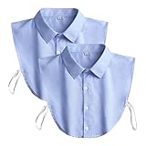 QLX Detachable Collar - Cotton Half Shirt Dickey for Men & Women, 6 Sizes (Plus)