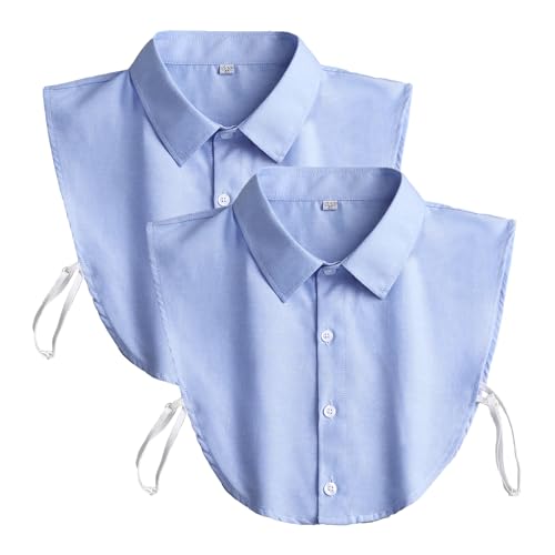 QLX Detachable Collar - Cotton Half Shirt Dickey for Men & Women, 6 Sizes (Plus)
