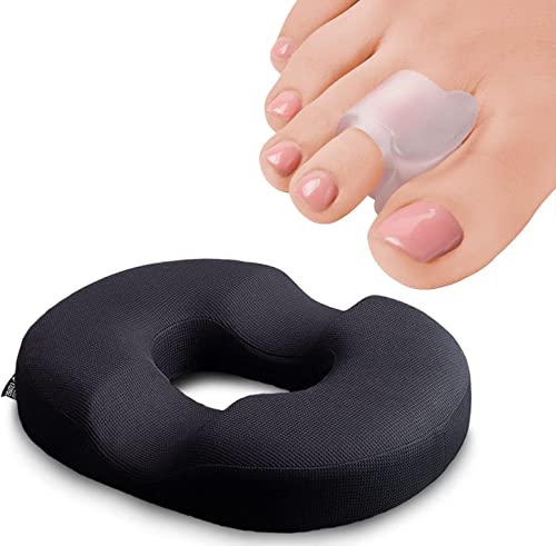 5 Stars United Donut Pillow Hemorrhoid Tailbone Cushion and Toe Separators Hammer Toe Straightener - 6-Pack Big Toe Spacers Clear, Bundle