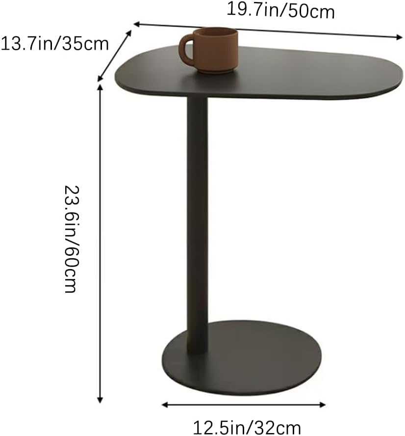 C Shaped Side Table Small End Table for Couch, Modern Aesthetic Coffee Table, Multifunction Oval Metal Tall Accent Tables for Living Room Bedroom Sofa Balcony Patio Yard Garden Indoor & Outdoor Orange - Oval 23.6 inches