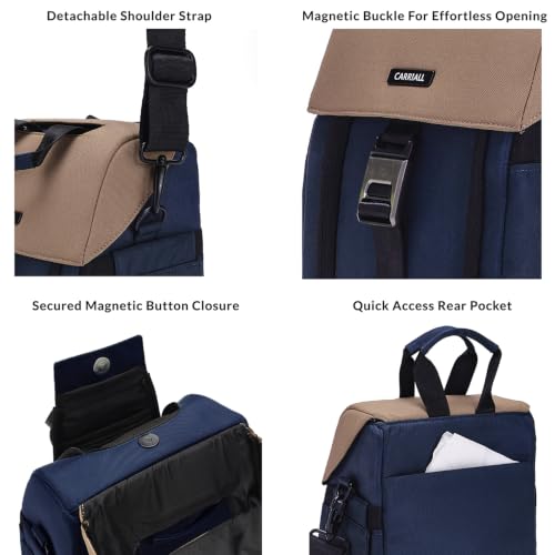Image of Carriall Nova Lunch Bag for Office /Tiffin Bag for Daily Use, Office, College, School & Picnic | Easy to Clean & Easy to Carry | Spill-Resistant, Detachable Strap | 6.7L | Men & Women | Navy Blue