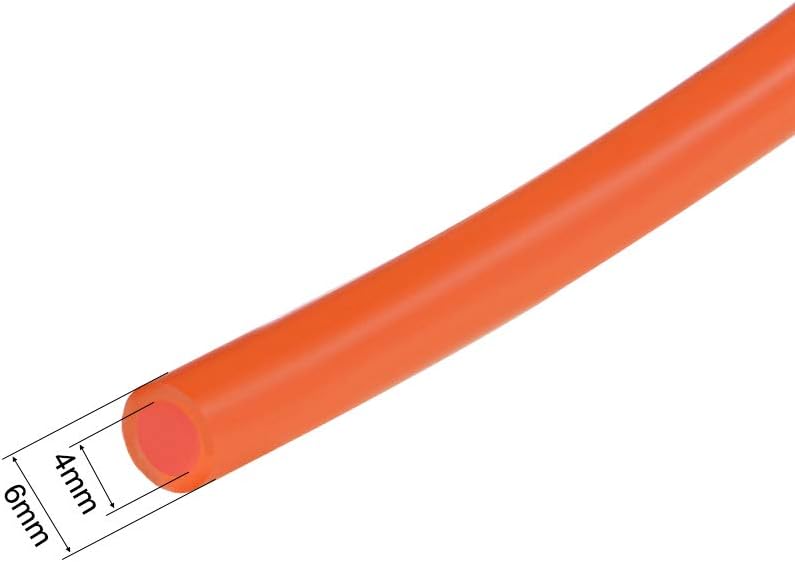 uxcell Silicone Tube, 5/32"(4mm) ID x 1/4"(6mm) OD 3.3ft(1m) Rubber Tubing Air Hose Water Pipe for Pump Transfer Orange