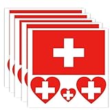 Lot de 20 tatouages drapeau suisse - Bannière suisse - Autocollants de décoration - Rectangle - Cœur étanche - Pour fête défilée suisse (5 feuilles)