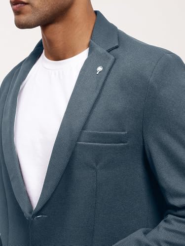 Image of SHOWOFFFF Men Solid Single Breasted Casual Blazer | Notched Lapel Full Sleeves Cotton Blazer for Mens | Slim Fit Regular Length Blazer for Men's