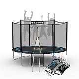 Gartentrampolin Trampolin Kinder 2,44m (244 cm) Randabdeckung Stangen gepolstert, Federung Sicherheitsnetz Randabdeckung Komplettset Leiter für den Garten Outdoor FT8