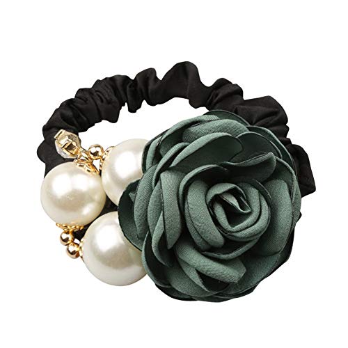 Lovef 4Pcs Korean Fashion Pearl Hair Rope Rose Flower Hair Band Rhinestone Hair Ties Rubber Band Hair Jewelry #TOP3
