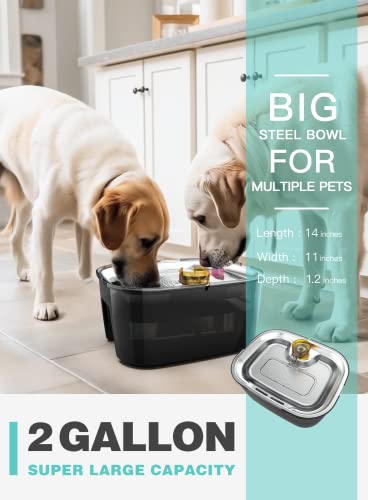 Large Dog Water Fountain 2 Gallons, Swsun 7.6L Multiple Pets Water Fountain With Large Stainless Steel Bowl, Quiet Pump, Ideal For Multi-Pet Family, Provides Healthy Drinking Water #TOP2