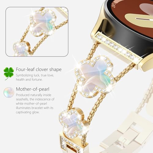 Surace Compatible with Samsung Galaxy Watch 7 Band, Jewelry Diamond Metal Wristband Clover Bracelet Dressy Band for Women Galaxy Watch 7 6 5 4 FE 40mm 44mm 45mm 42mm 46mm by Surace - Used condition - Image 3