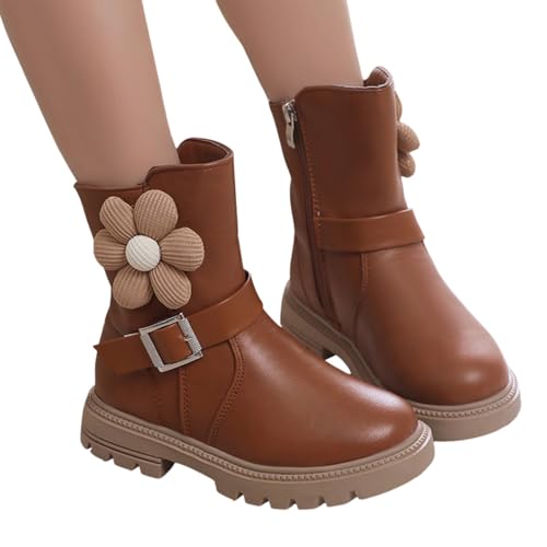 IWIHMIV Girls Riding Boots Toddler Fall Boots Girls Leather Snow Boots Little Kid Shoes With Side Zipper Flat Casual Boot2