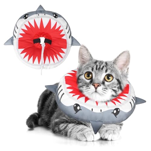 BEAUTYZOO Cat Cone Collar, Soft, Adjustable, Grey Shark S