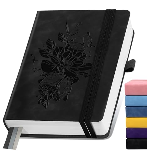 Lined Journal Notebook 365 Pages, A5 Leather Journals for Writing Women & Men, Hardcover Notebook with 100GSM Thick Paper, Daily Journal Notebook for Travel, Work, School, Note Taking, College Ruled