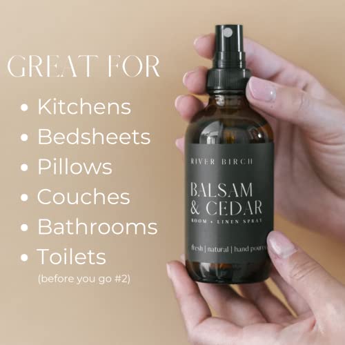 River Birch Balsam + Cedar Scented Linen And Room Spray | Home Fragrance | 4 Oz Glass Amber Bottle | Luxury Signature Scent | Handmade In Texas #TOP1