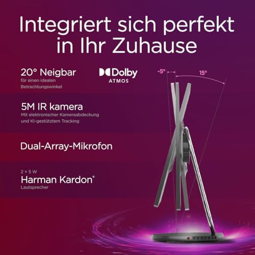 Nahaufnahme des hochauflösenden 31,5 Zoll UHD Displays des Lenovo Yoga AIO, das brillante Farben und gestochen scharfe Details zeigt.