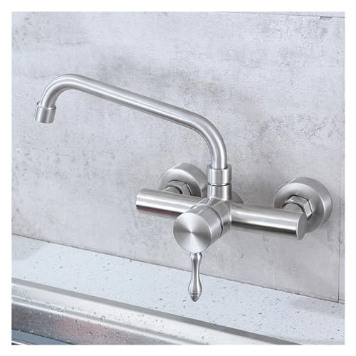 Robinet de cuisine en acier inoxydable 304 noir mural pour évier et balcon