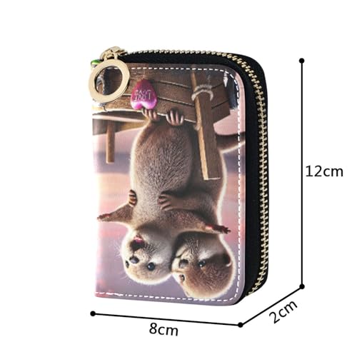 Cute Otter Couple Love Womens Wallet Leather Credit Card Holder RFID Blocking Small Coin Purse Wallet with Zipper3