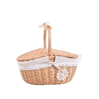 Amazon｜ピクニックバスケット パンバスケット 籐かご ハンドル付き